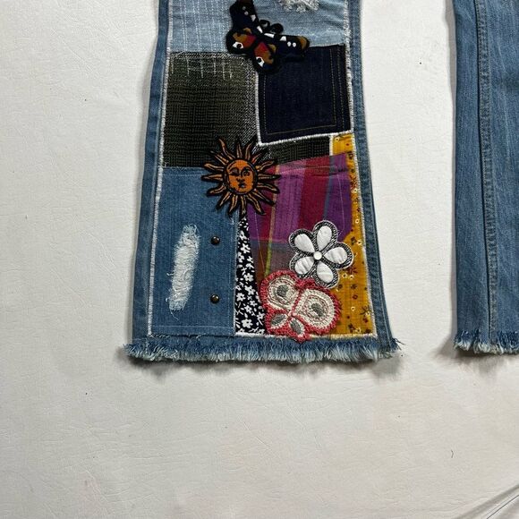 NWT BDG Multicolor Patchwork Flare Jeans - Picture 3 of 7